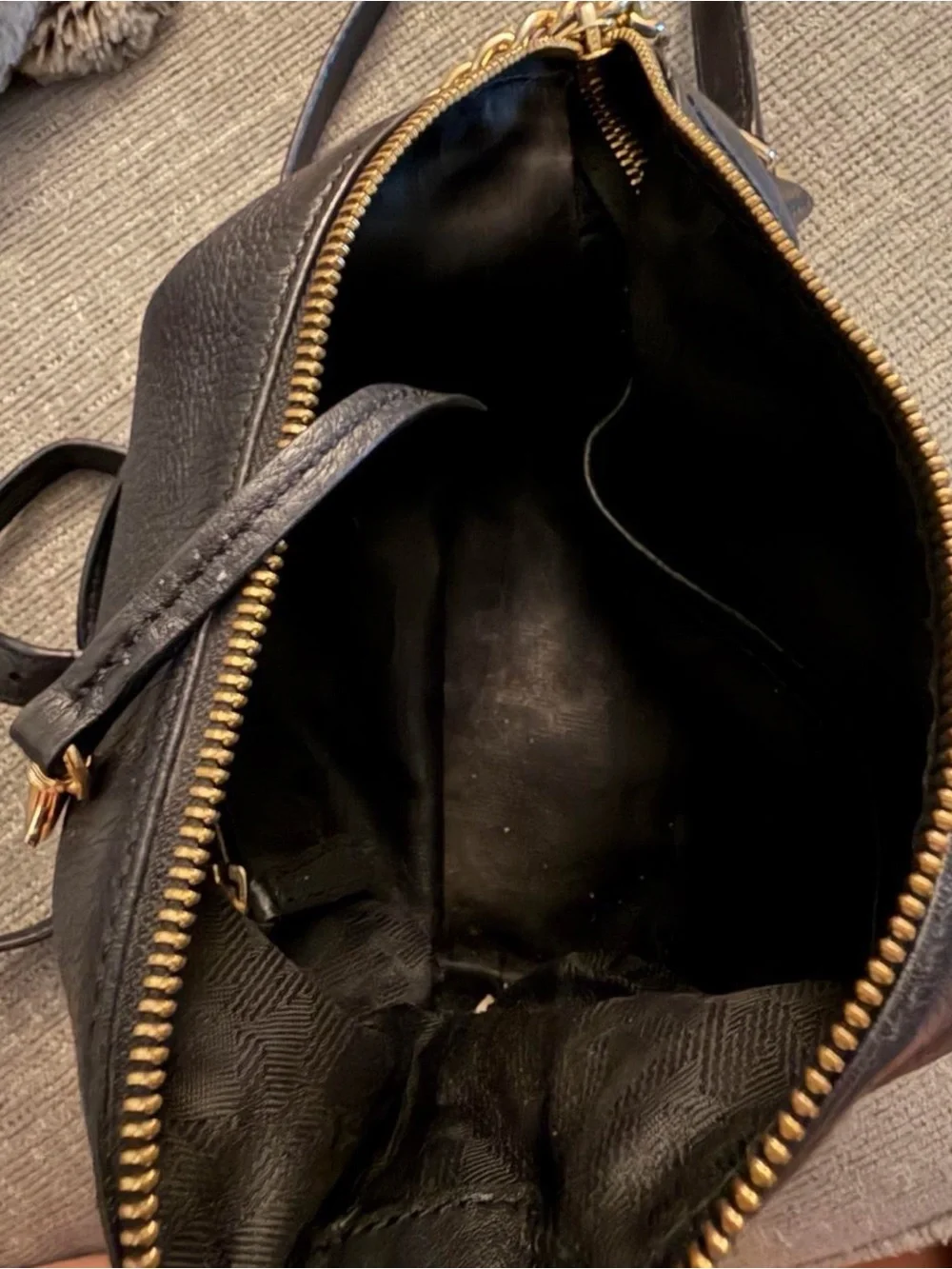 Michael Kors Black Leather Hobo Shoulder Bag with Gold Hardware
